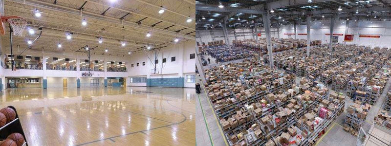 QDLED-GC003三柱散熱LED工廠燈室內(nèi)籃球場照明效果