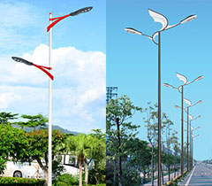 錐型造型雙臂高低臂路燈桿