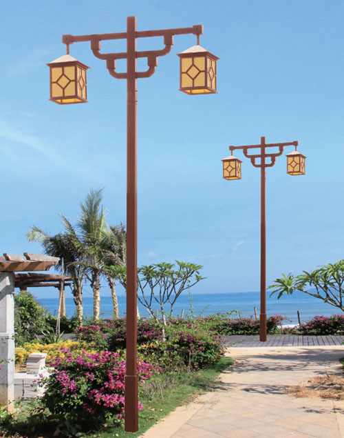 木紋雙頭公園景觀仿古典庭院燈QDTYD-BG22801