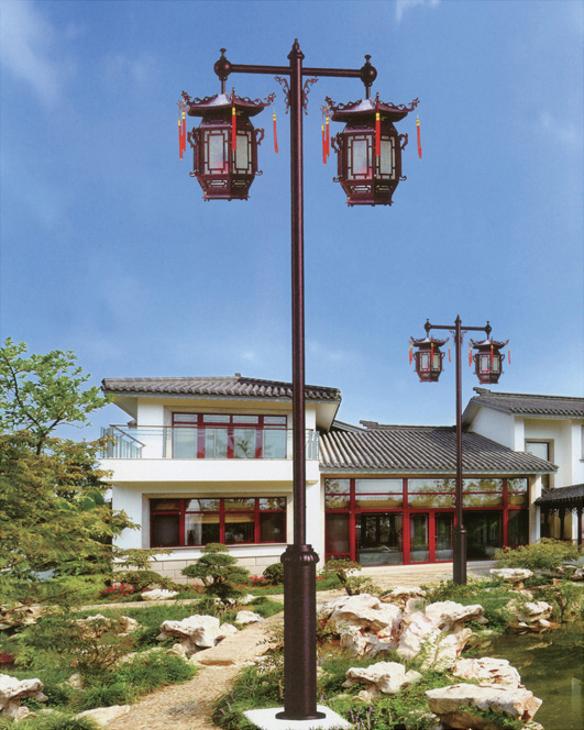 七度照明雙頭宮燈仿古庭院燈圖片