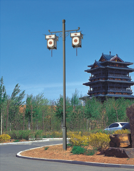 七度照明5米雙頭雙頭仿古庭院燈圖片