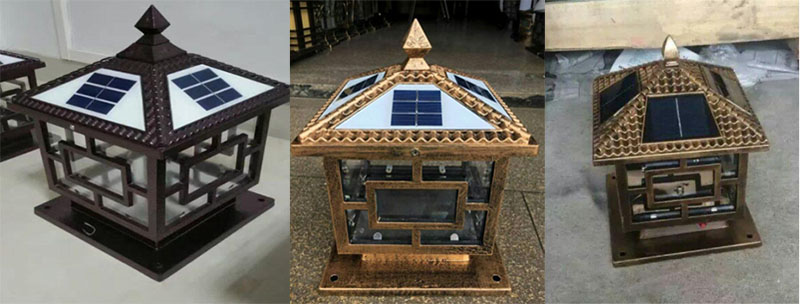 東莞七度照明(QDTYN-ZT002)庭院大門柱方形太陽能柱頭燈實物照片