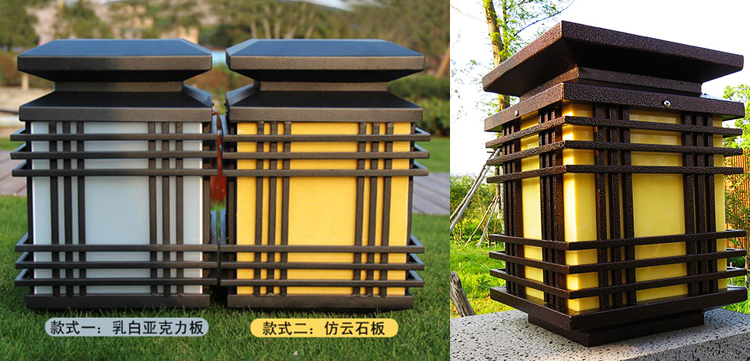 (QDZTD-001)七度照明戶外方柱形大門柱頭燈實拍效果對比圖片