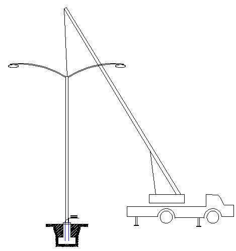 七度照明路燈燈桿吊裝示意圖