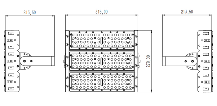 (QDLED-SD-150W)大功率LED模組投光燈規(guī)格尺寸圖