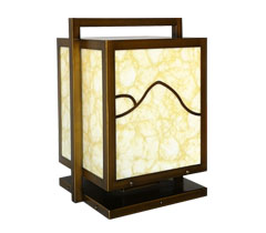 新中式古銅拉絲仿云石柱頭燈