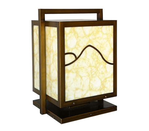 新中式古銅拉絲仿云石柱頭燈