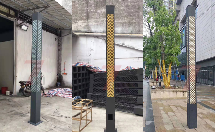 (QDJGDZ-015)公園景區(qū)3米-5米LED方形景觀燈柱生產實拍