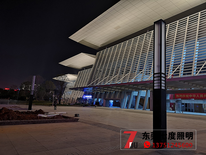 東莞市民服務中心中心廣場方形景觀燈柱安裝效果圖片