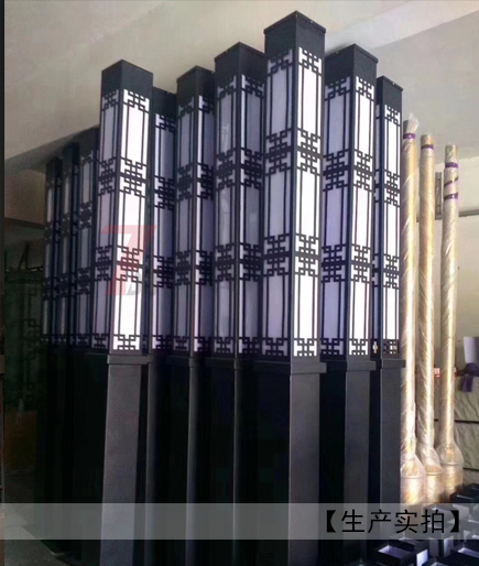 (QDJGDZ-016)廣場中式鏤空方形景觀燈柱生產實拍圖片