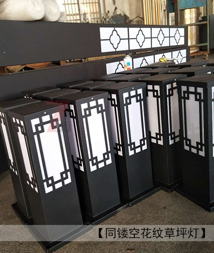 (QDJGDZ-016)廣場中式鏤空方形景觀燈柱同花紋鏤空草坪燈效果