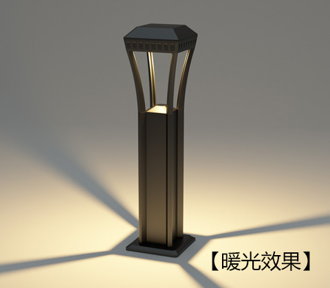 (QDCPD-018)方柱形LED現(xiàn)代新中式草坪燈3000k暖光亮燈效果